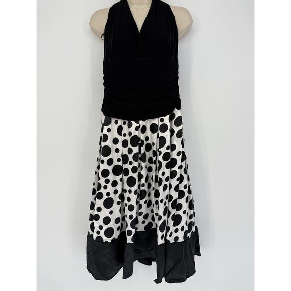 Black & white Polka dot Sleeveless Dress Size 16 Pinup Retro Rockabilly 1950s - Picture 1 of 13